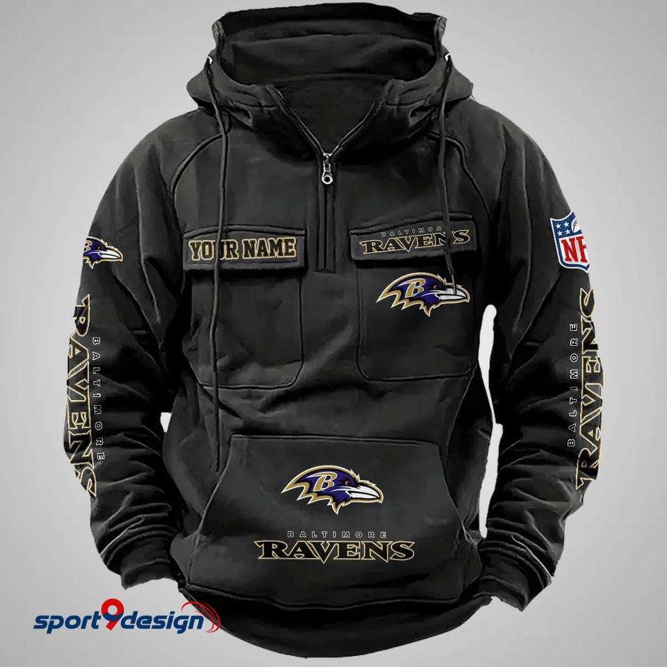 Baltimore Ravens Custom Cargo Hoodie, Gift For Fan