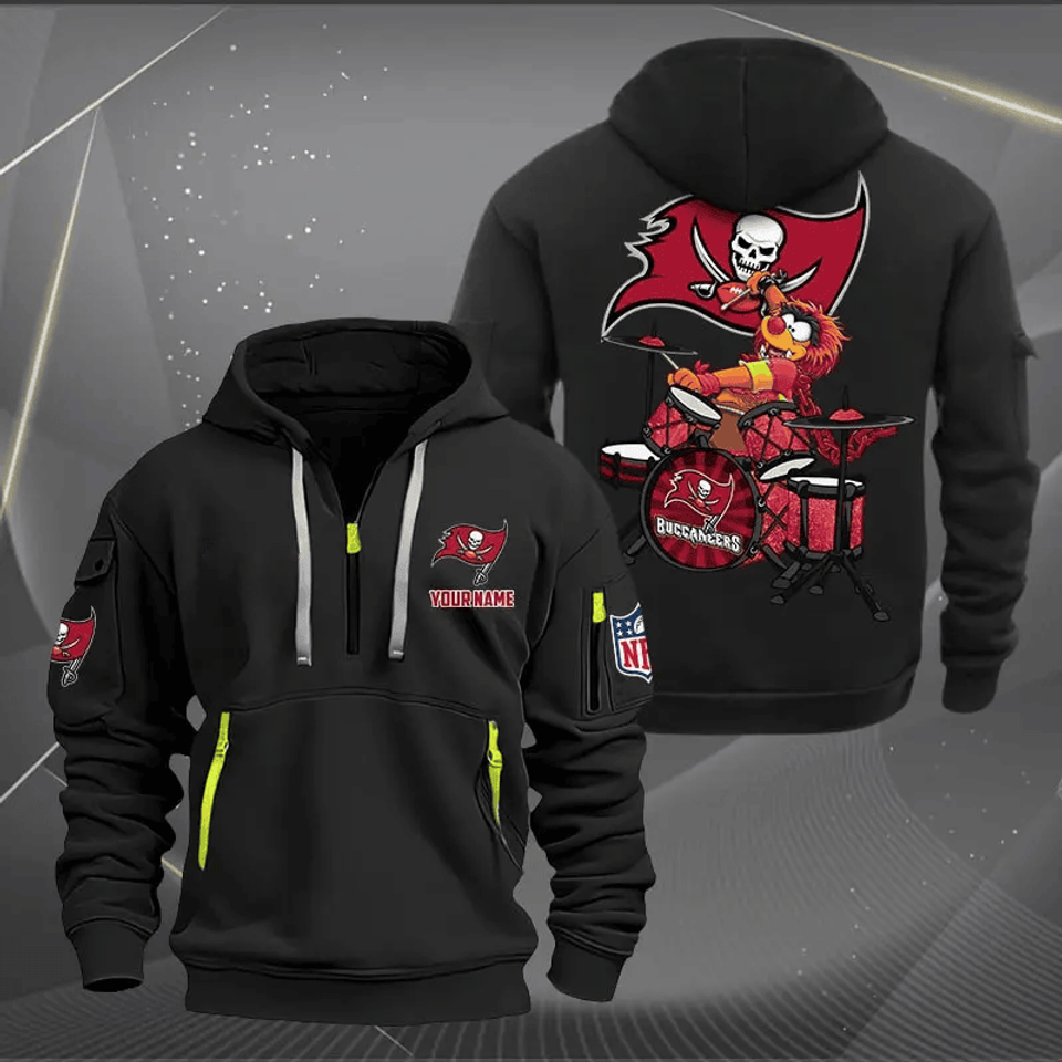 Tampa Bay Buccaneers Quarter Zip Hoodie Rocking Drummer Custom Name Gift For Fan
