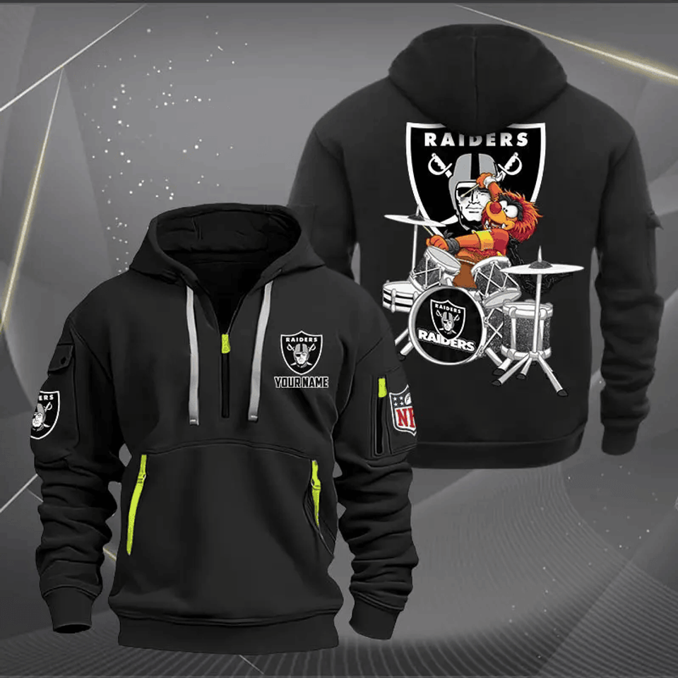 Las Vegas Raider Quarter Zip Hoodie Rocking Drummer Custom Name Gift For Fan