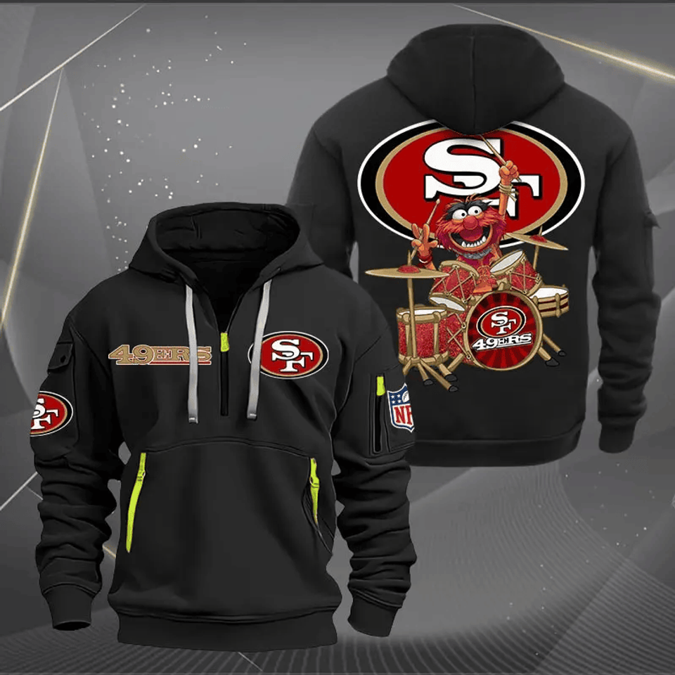 San Francisco Football SF49ers Quarter Zip Hoodie Rocking Drummer Football Fan Gift