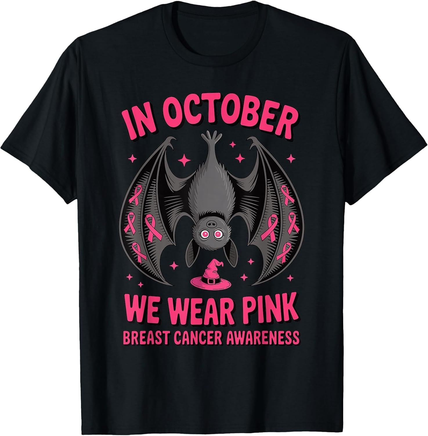 Cute Bat Pink Ribbon Awareness Merch.