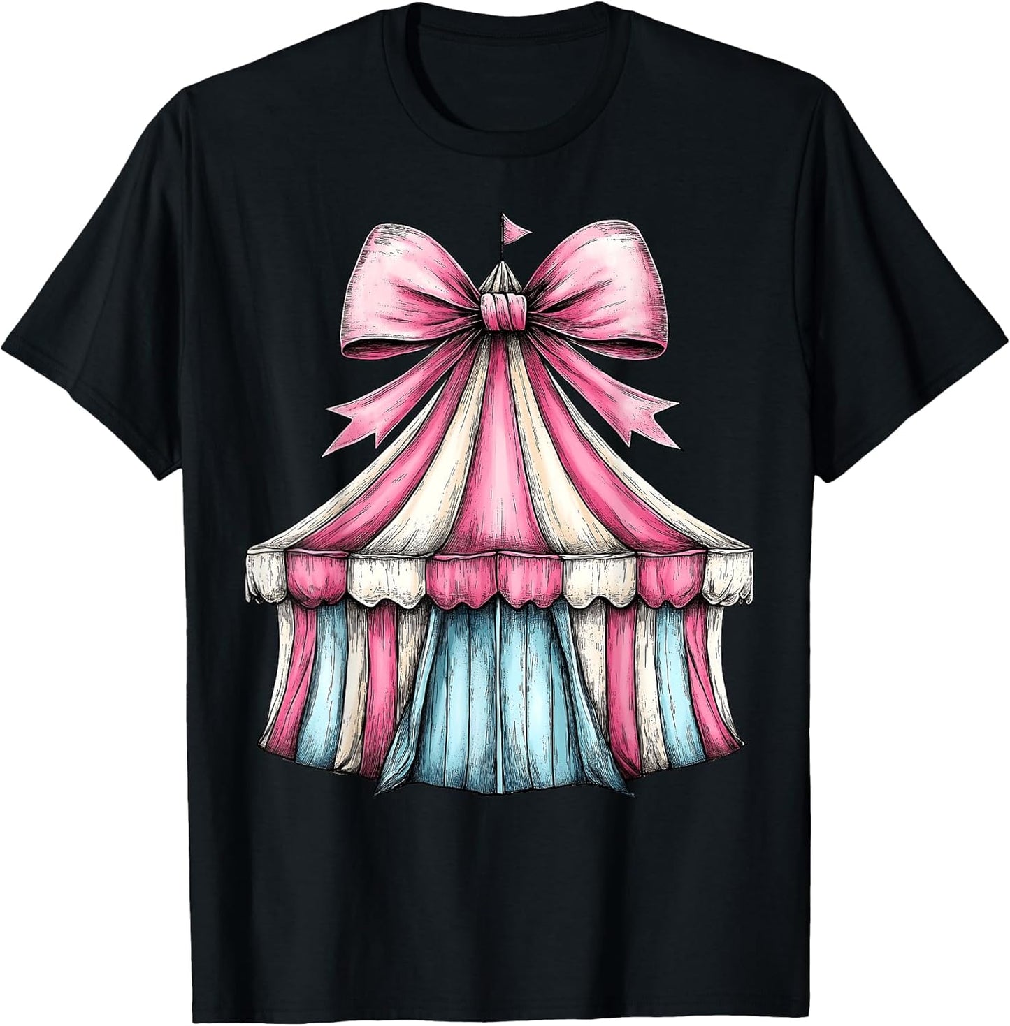 Coquette Bow Circus Carnival Pink Ribbon Mom Mothers Day T-Shirt