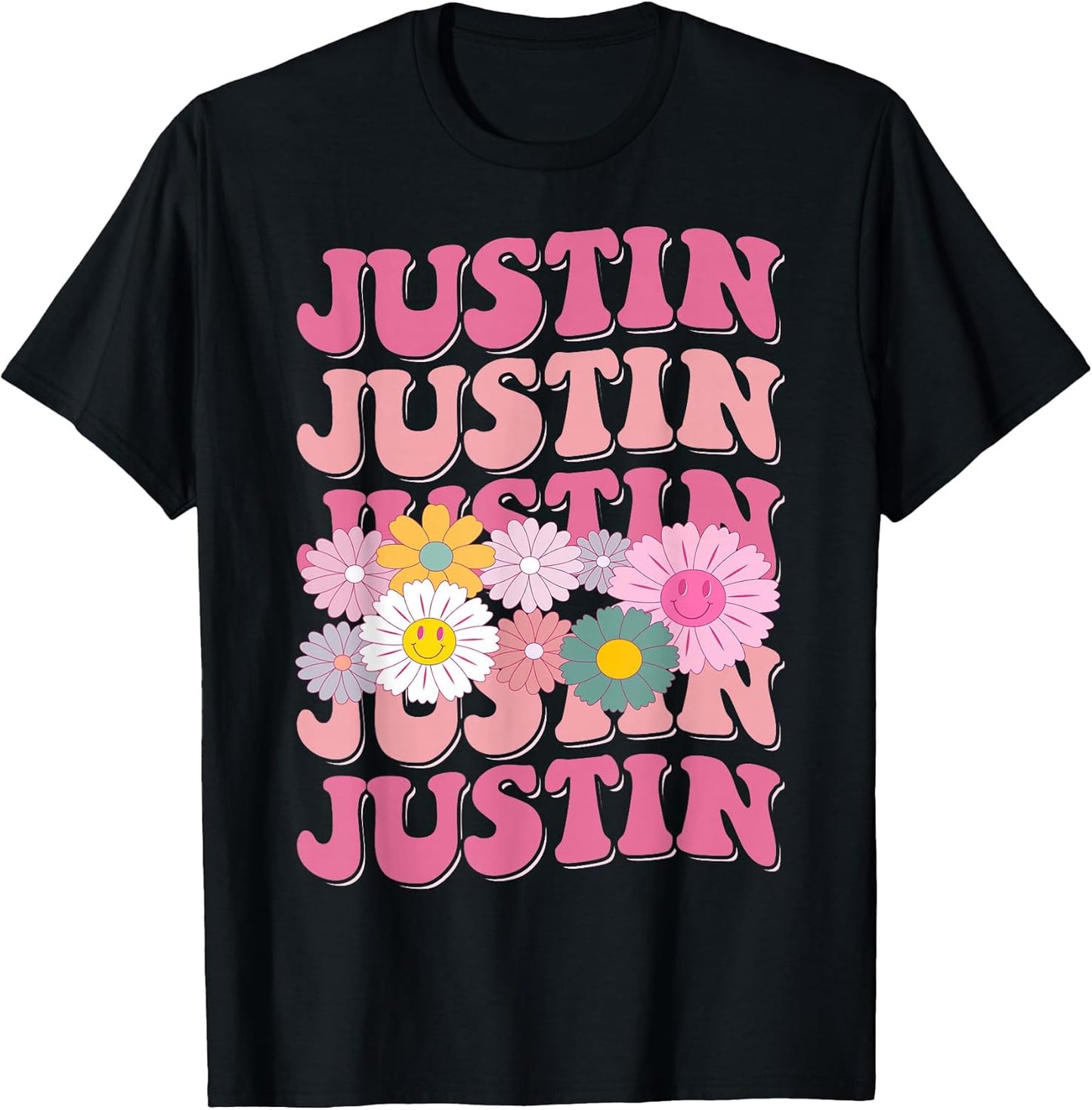 Girl Retro JUSTIN First Name Personalized Apparel