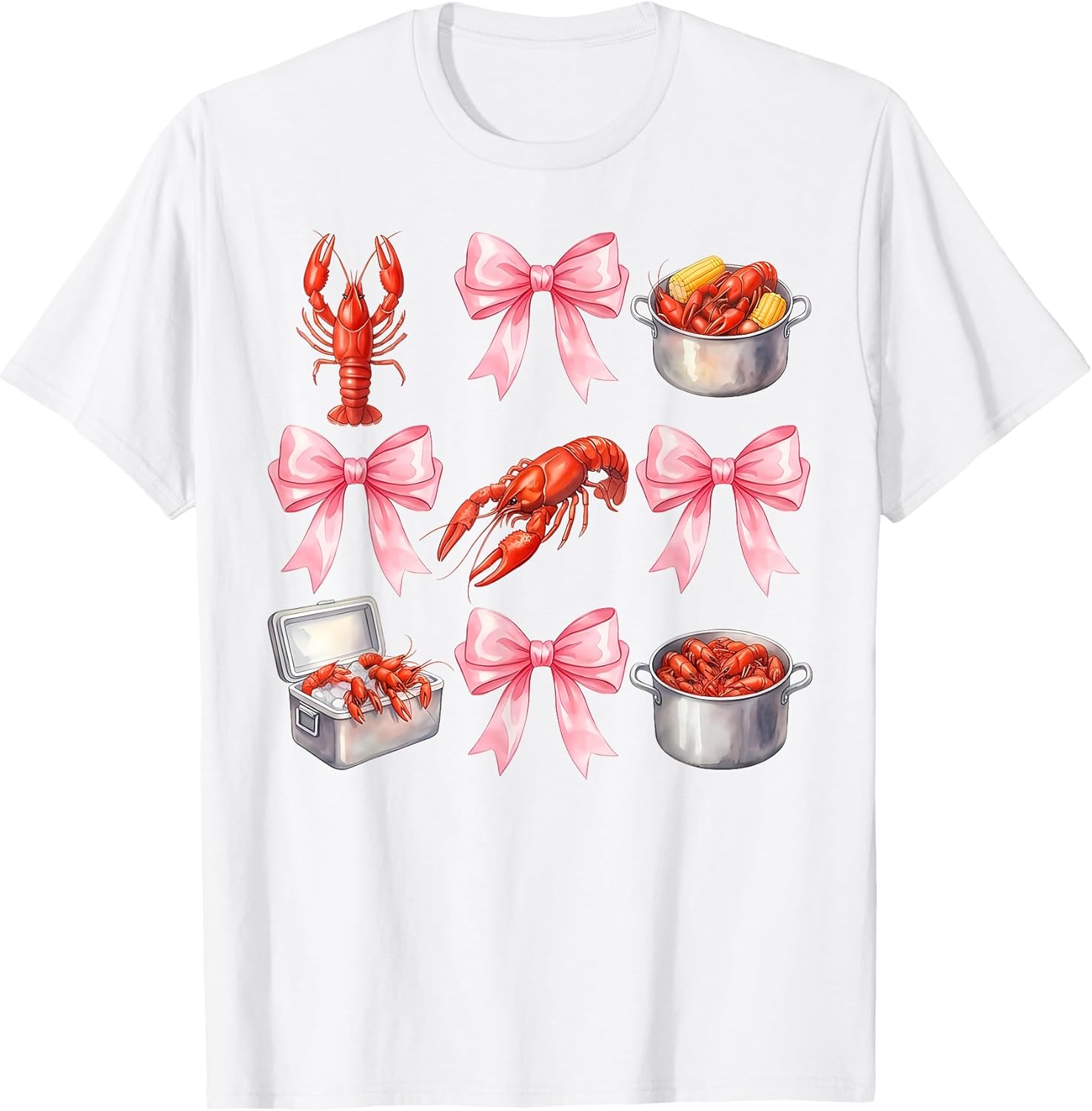 Funny Bow Cute Coquette Crawfish Boil Y2K Girl Aesthetic T-Shirt