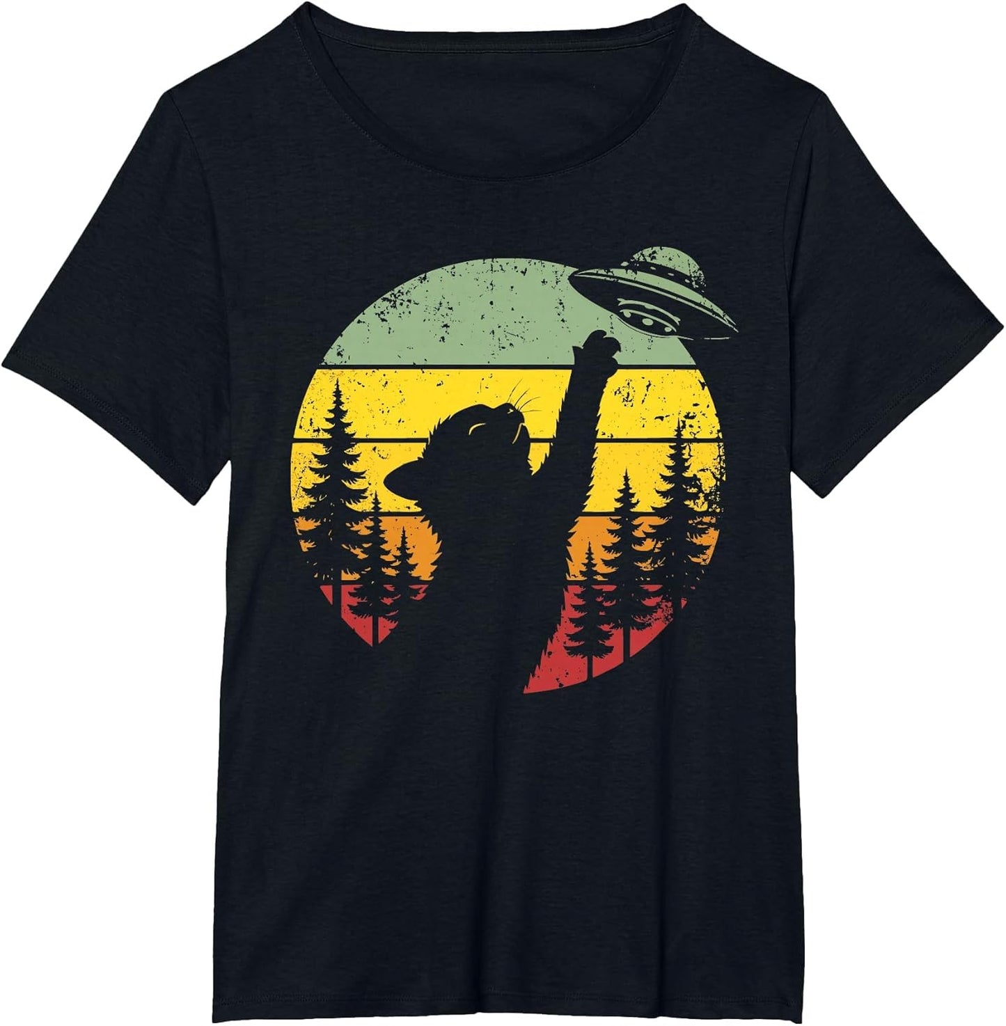 Alien Cat Sunset UFO Day Merch...