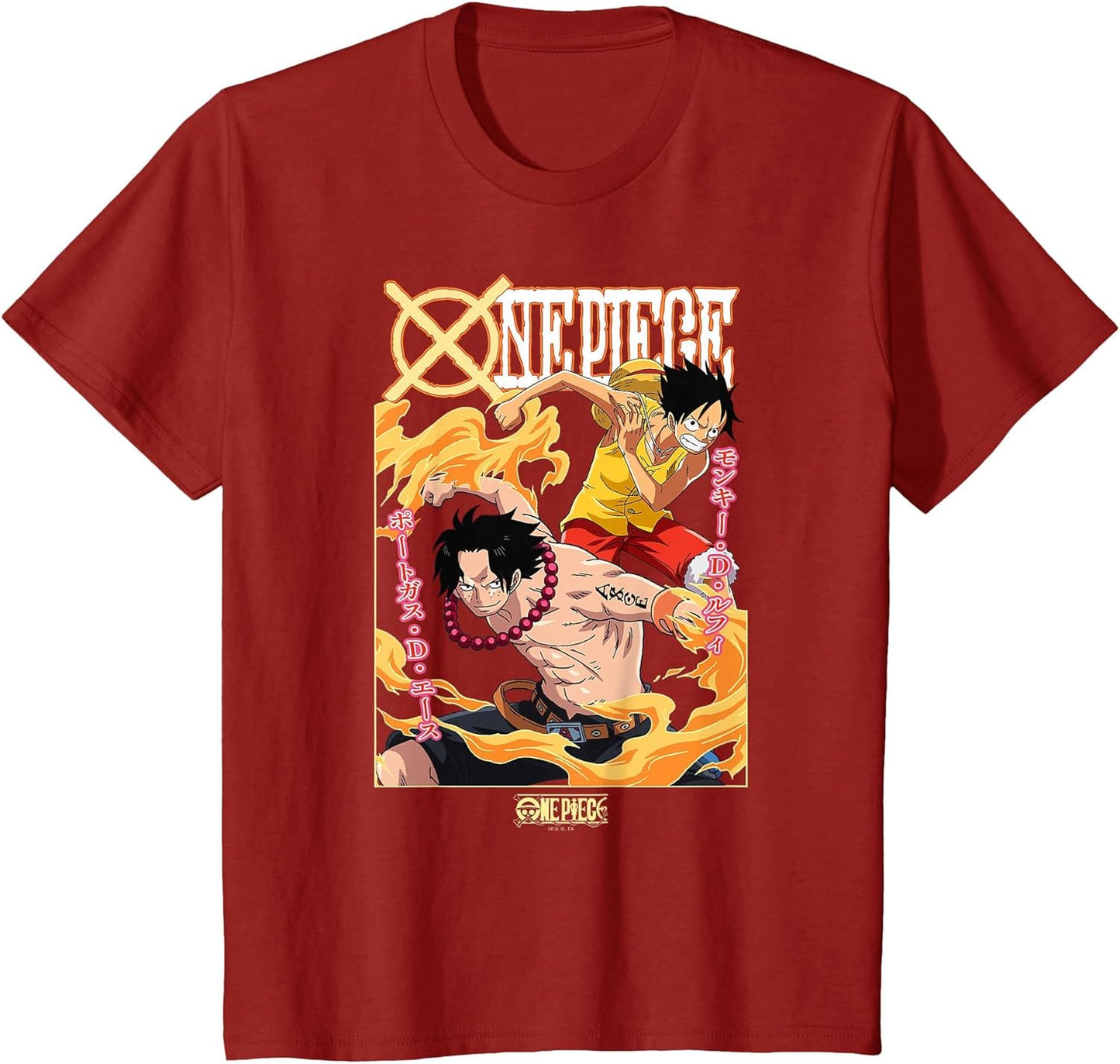 Anime Ace and Luffy Team Up Kanji T-Shirt