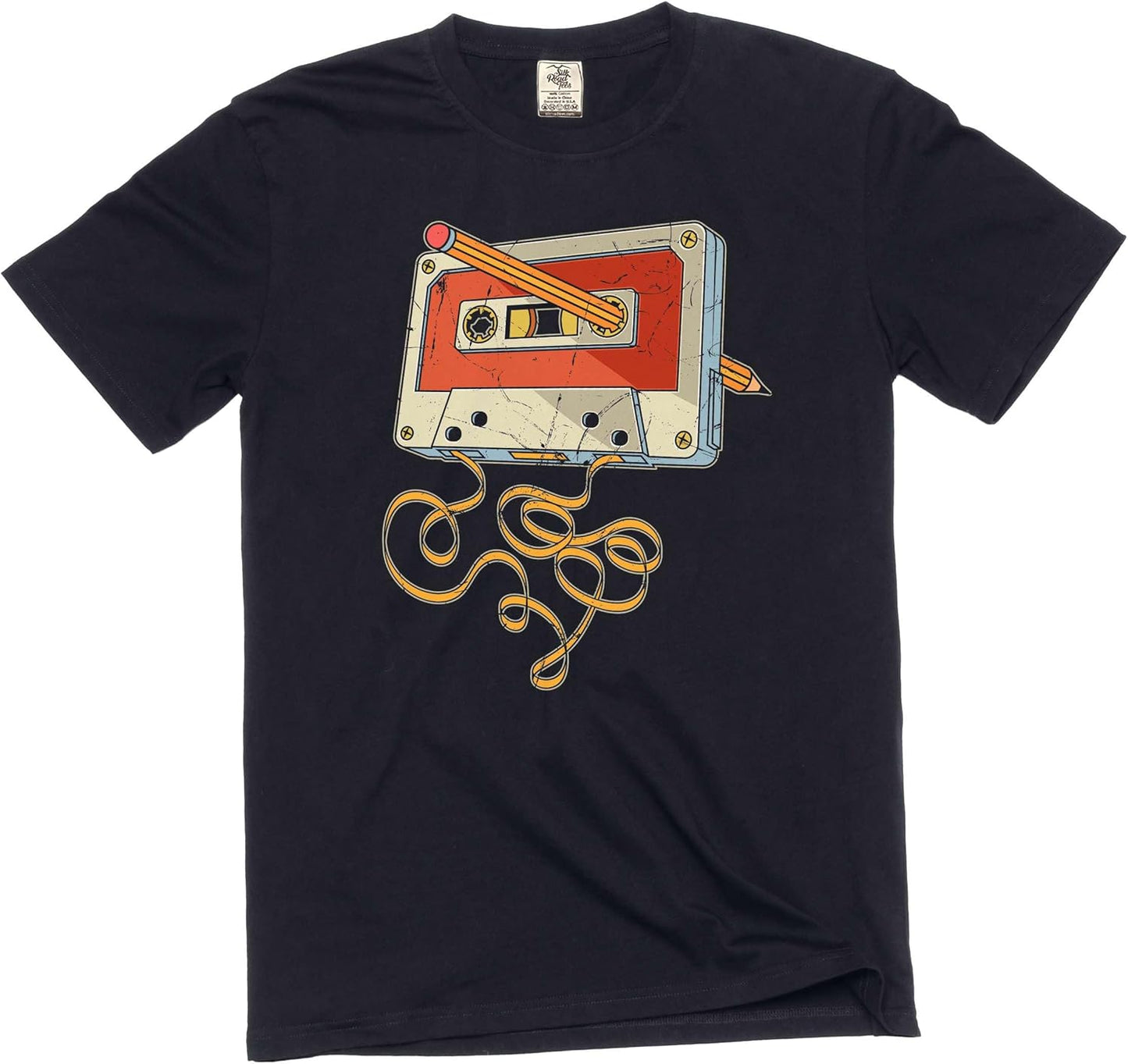 Men's Funny Cassette and Pencil T-Shirt 80s 90s Born millennials tee Shirt