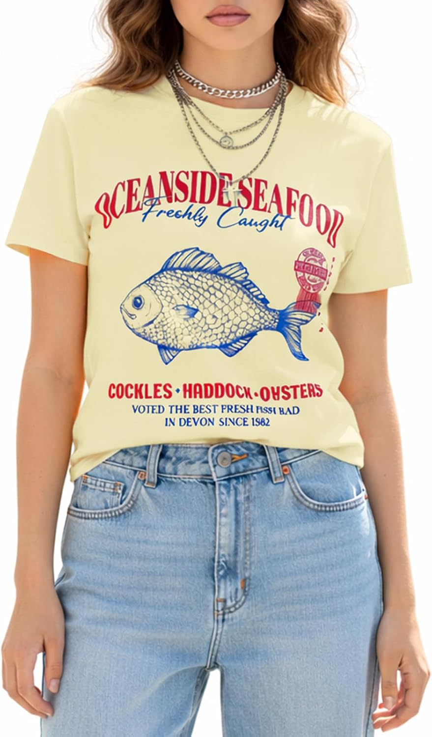 Cute Vintage Graphic Tees Womens Oversized Y2k Cotton T Shirt Casual Summer Beach Top