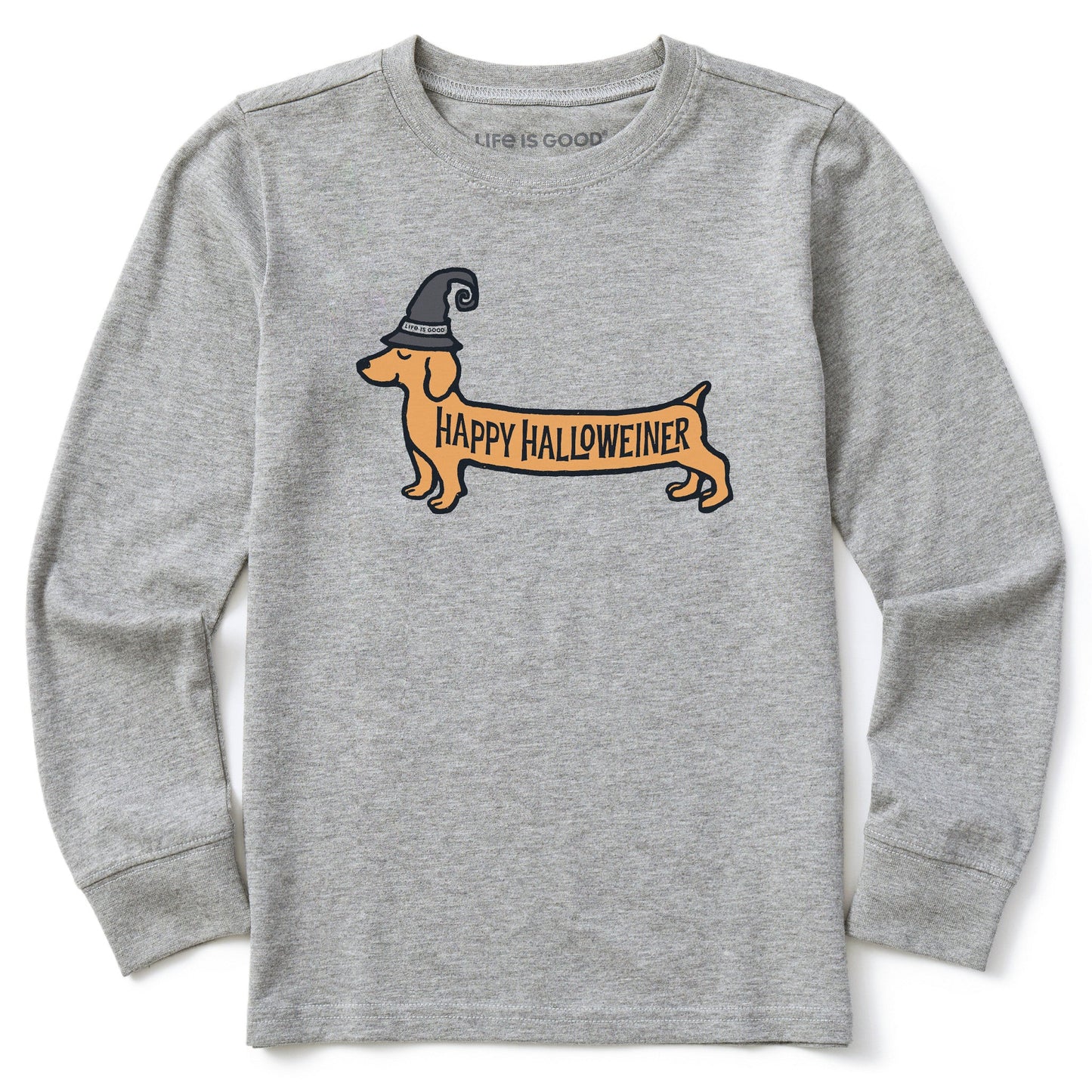 Kids Happy Halloweiner Long Sleeve Crusher Tee