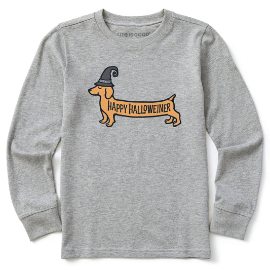 Kids Happy Halloweiner Long Sleeve Crusher Tee