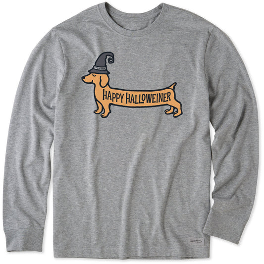 Men's Happy Halloweiner Long Sleeve Crusher Tee