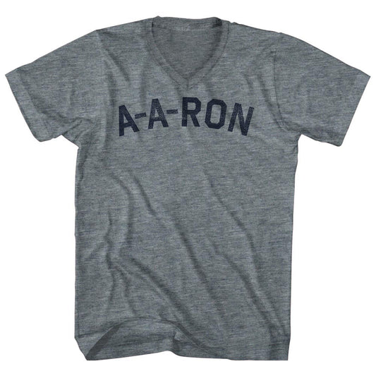 A-A-RON (Aaron Nickname) Tri-Blend V-neck Womens Junior Cut T-shirt
