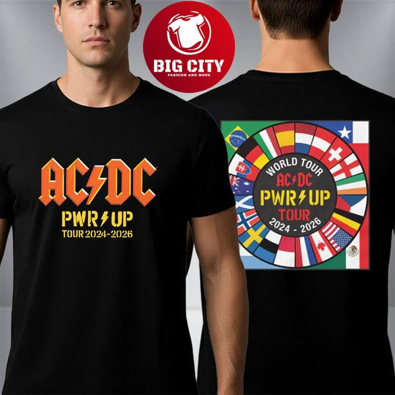 ACDC Pwr Up World Tour 2024 2026 Flags Two Sided Shirt