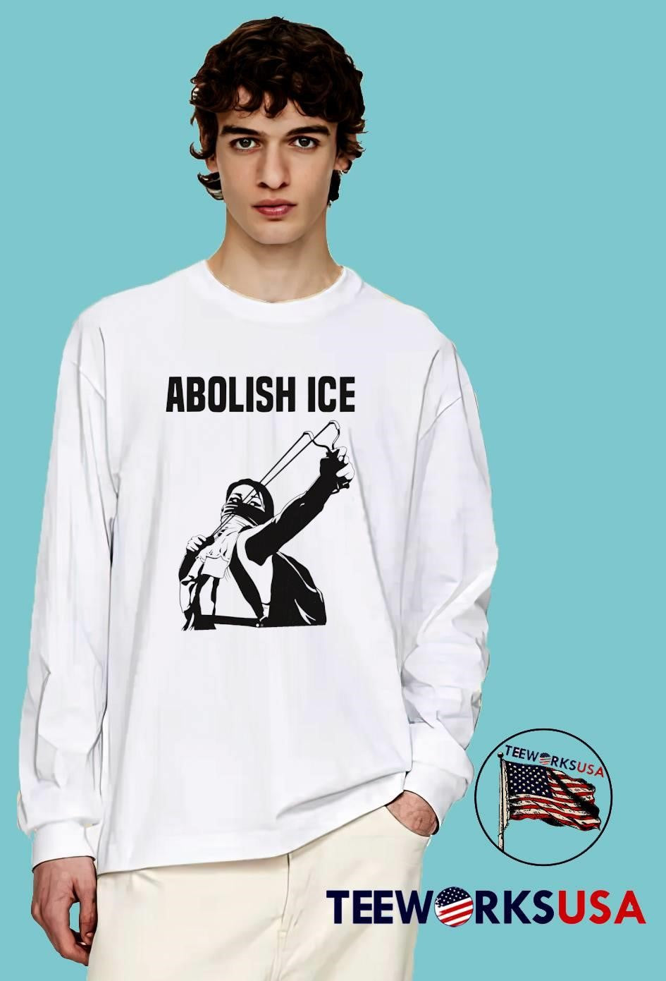 Abolish Ice Activist with Slingshot Graphic shirt