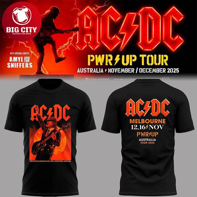 Acdc Melbourne Edinburgh Pwr Up Tour 2025 Two Sided Shirt