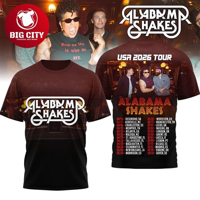 Alabama Shakes USA 2026 Tour Rock Band Concert Dates Two Sided Shirt