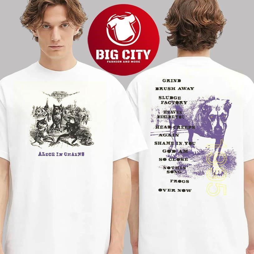 Alice In Chains 30th Anniversary Merch Dog Tracklist Two Sided Shirt