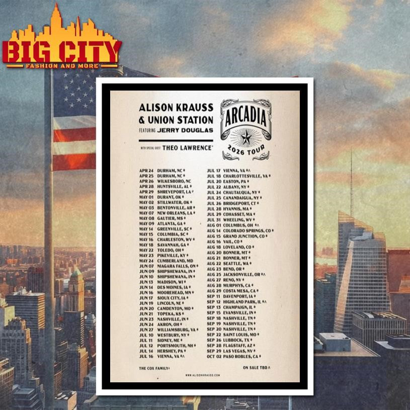 Alison Krauss &amp; Union Station Arcadia Tour 2026 Poster Shirt