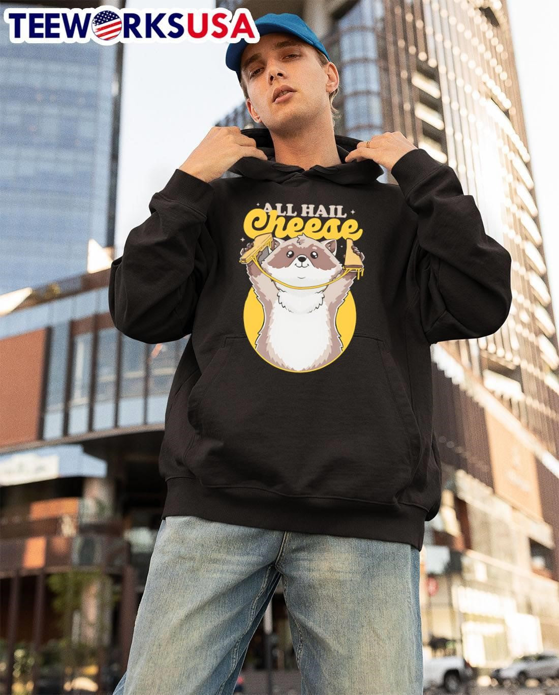 All Hail Cheese Raccoon Holding Grilled Cheese Sandwich shirt