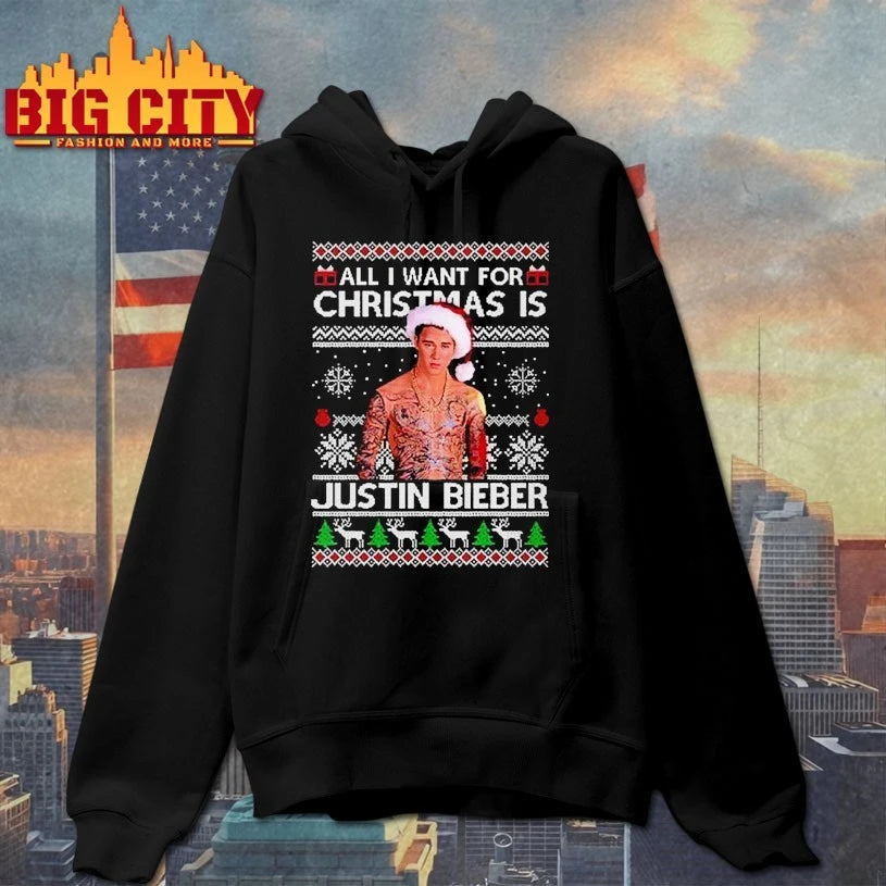 All I Want For Christmas Is Justin Bieber ugly Christmas shirt