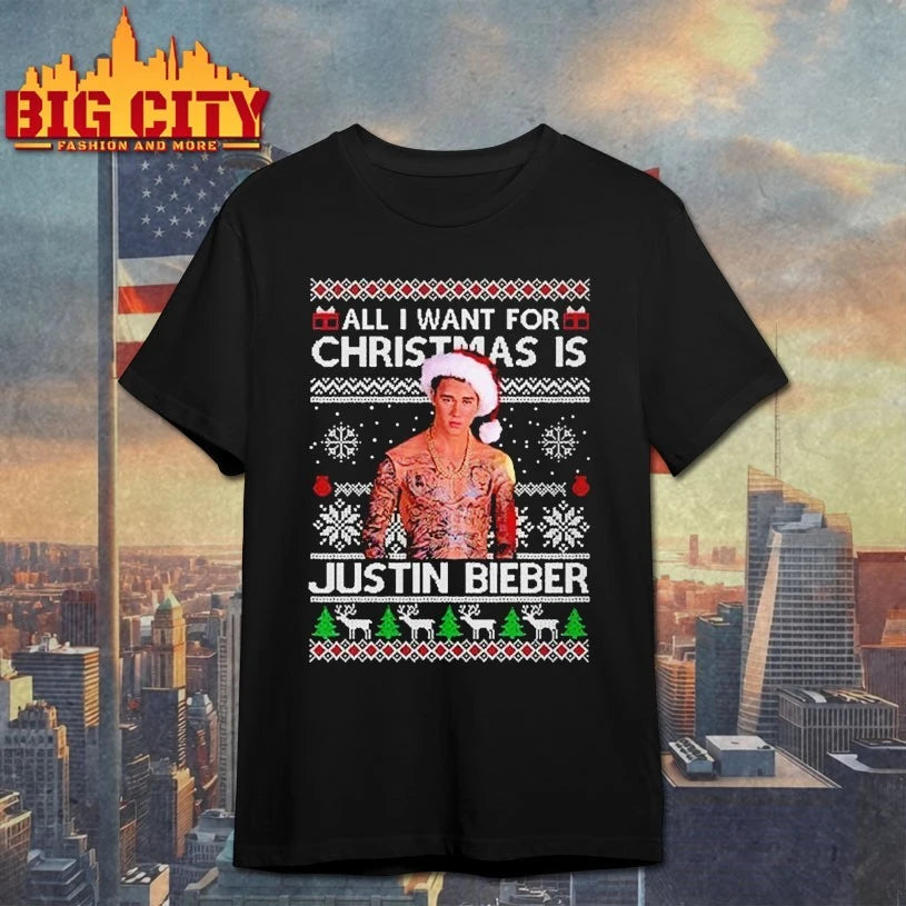 All I Want For Christmas Is Justin Bieber ugly Christmas shirt