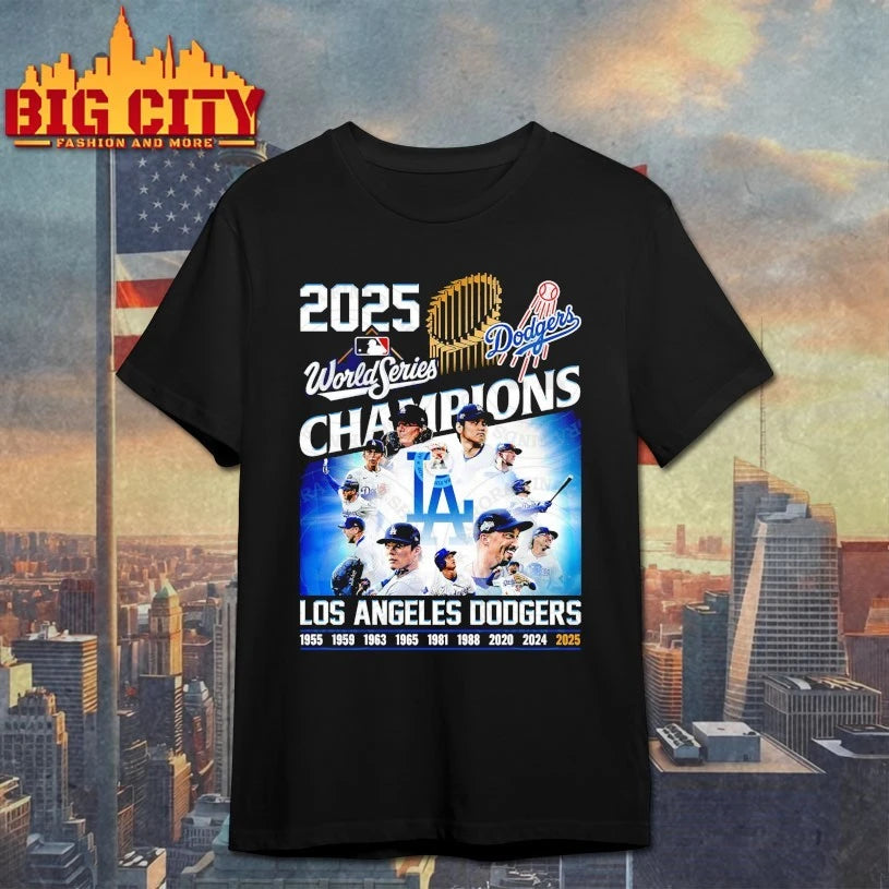 All years of championship Los Angeles Dodgers 2025 shirt