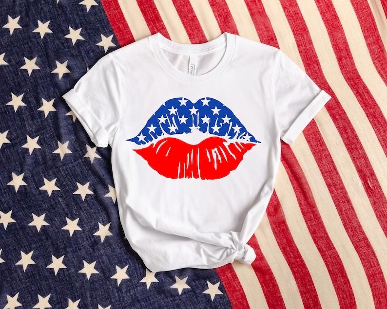 American Flag Lips Shirt, Patriotic Lips T-Shirt, American Flag Shirt, 4th Of July Shirt, Flag And Lips Tshirt, USA Shirt 4th of July Gift