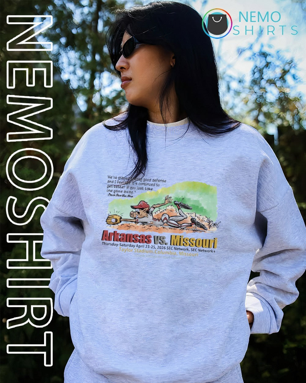 Arkansas Razorback vs Missouri State Taylor Stadium in Columbia cartoon shirt