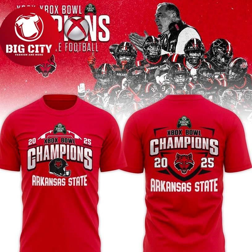 Arkansas State Red Wolves 2025 Xbox Bowl Champions Two Sided Shirt