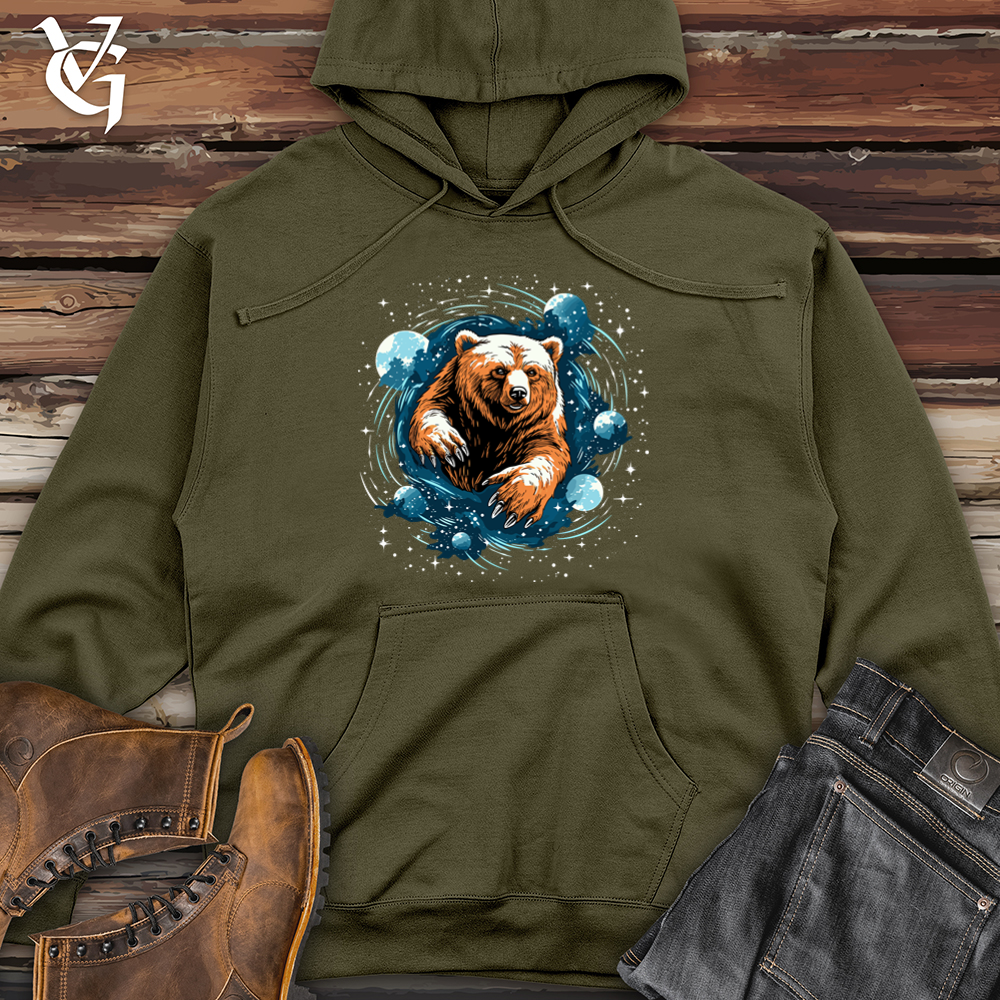 Retro Cosmic Flight Bear Midweight Hooded Sweatshirt