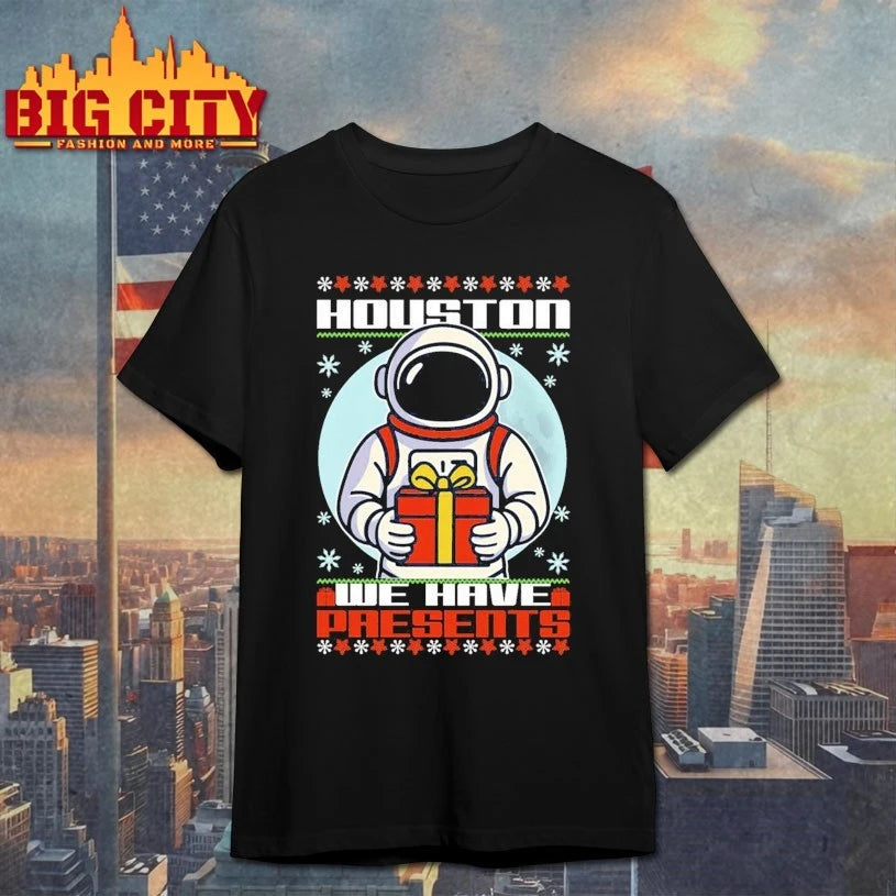 Astronaut Houston We Have Presents ugly christmas shirt