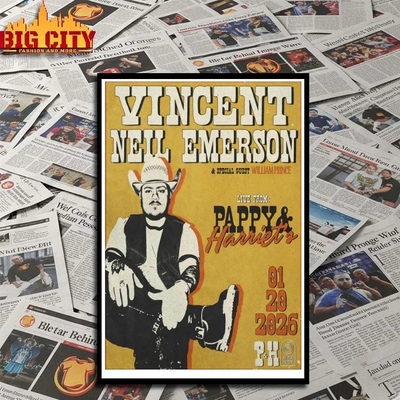 Awesome Vincent Neil Emerson At Pappy &amp; Harriet’s On Jan 20 2026 Poster Shirts