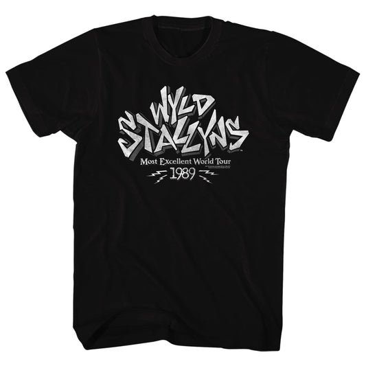 Bill And Ted Mens S/S T-Shirt - World Tour - Solid Black