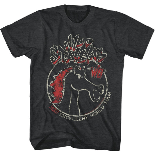 Bill And Ted Mens S/S T-Shirt - Wyld Stallyns Tour - Heather Black Heather