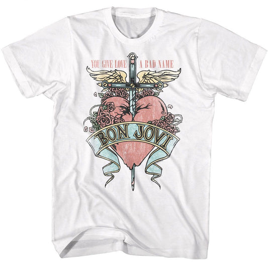 Bon Jovi - Love A Bad Name - American Classics - Solid White Adult Short Sleeve T-Shirt