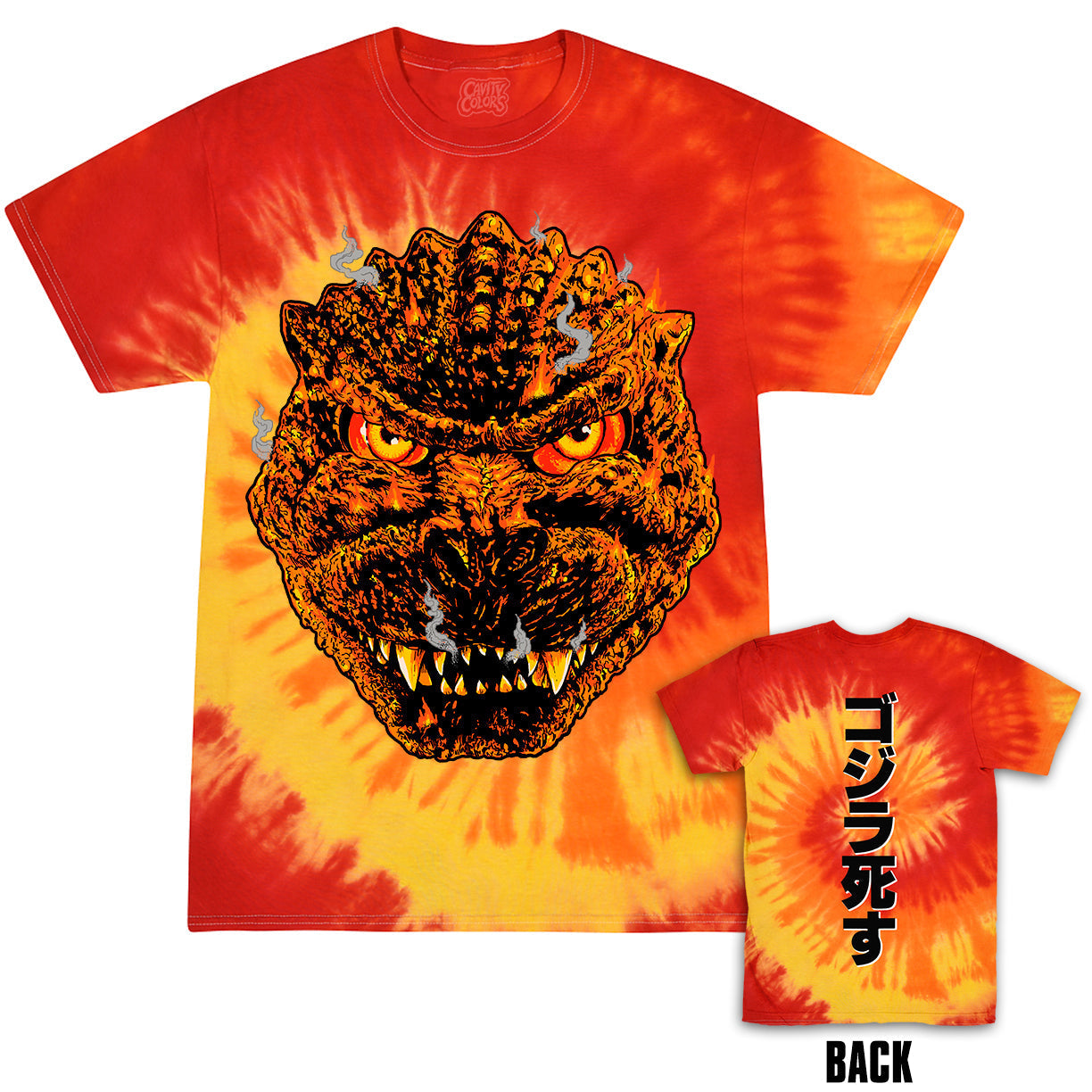 "BURNING" GODZILLA - TIE-DYE T-SHIRT (RED HOT TIE-DYE) Hoodie, Sweatshirt | ZylaModa.com (Image 1)