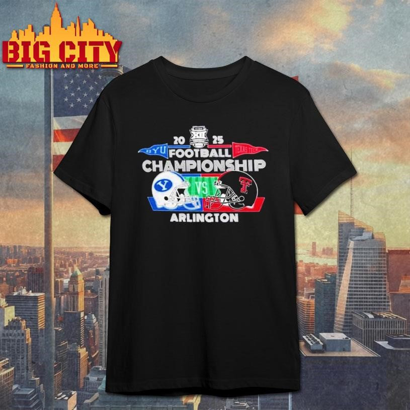 BYU Cougars Vs Texas Tech Red Raiders 2025 Big 12 Football Championship Bound Dueling Helmets Shirt