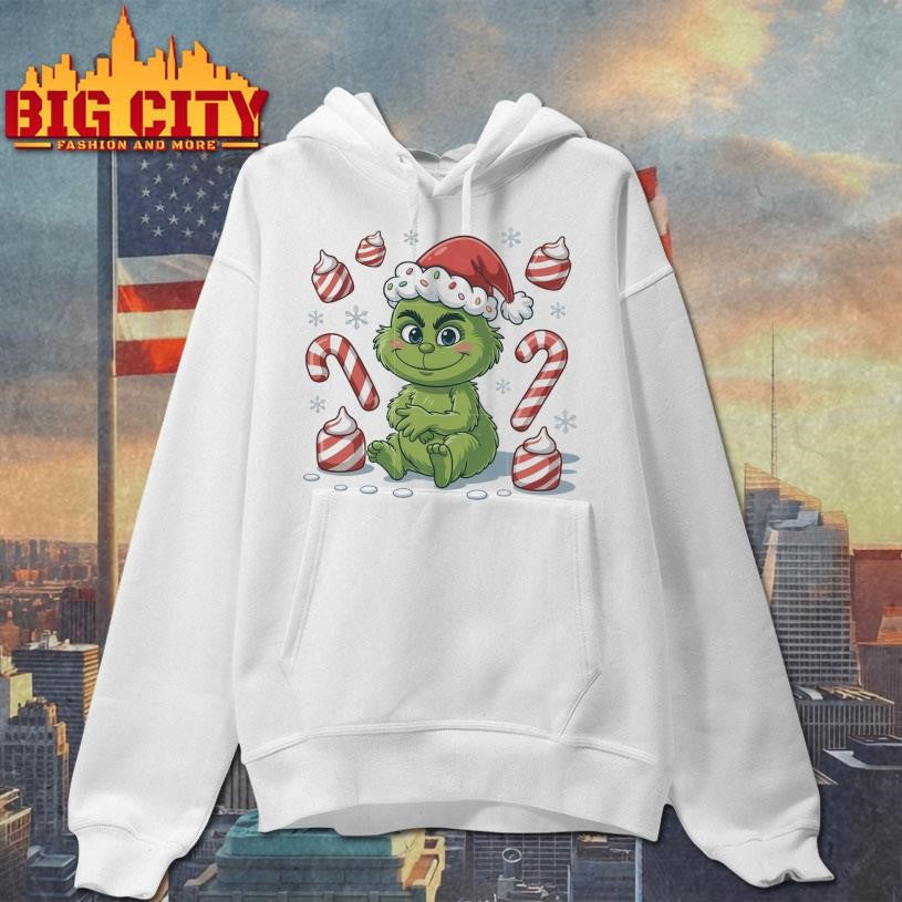 Baby smiling grinch christmas cane shirt