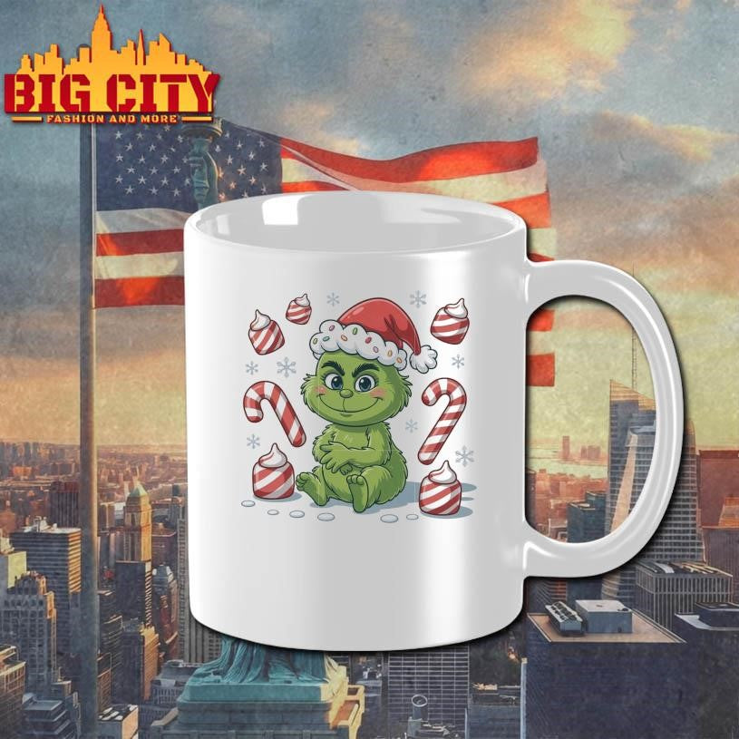 Baby smiling grinch christmas cane shirt