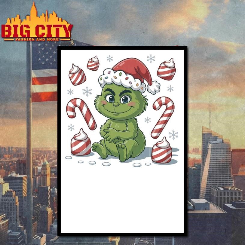 Baby smiling grinch christmas cane shirt