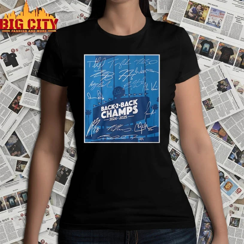 Back 2 Back Champs LA 2025 Poster Signatures shirt
