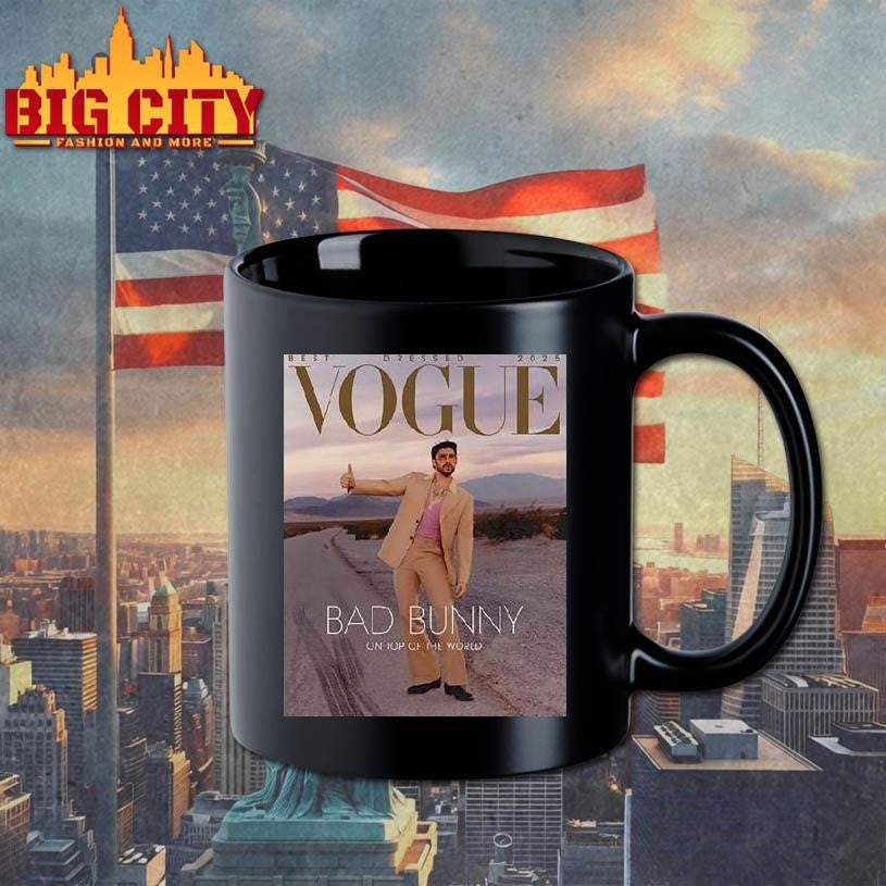 Bad Bunny Graces The Cover Of Vogue Magazine Best Dressed 2025 On Top Of The World Shirt