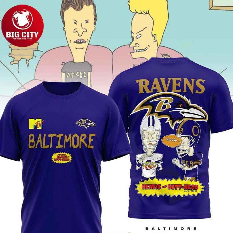 Baltimore Ravens Beavis And Butt-Head 2025 Two Sided Shirt