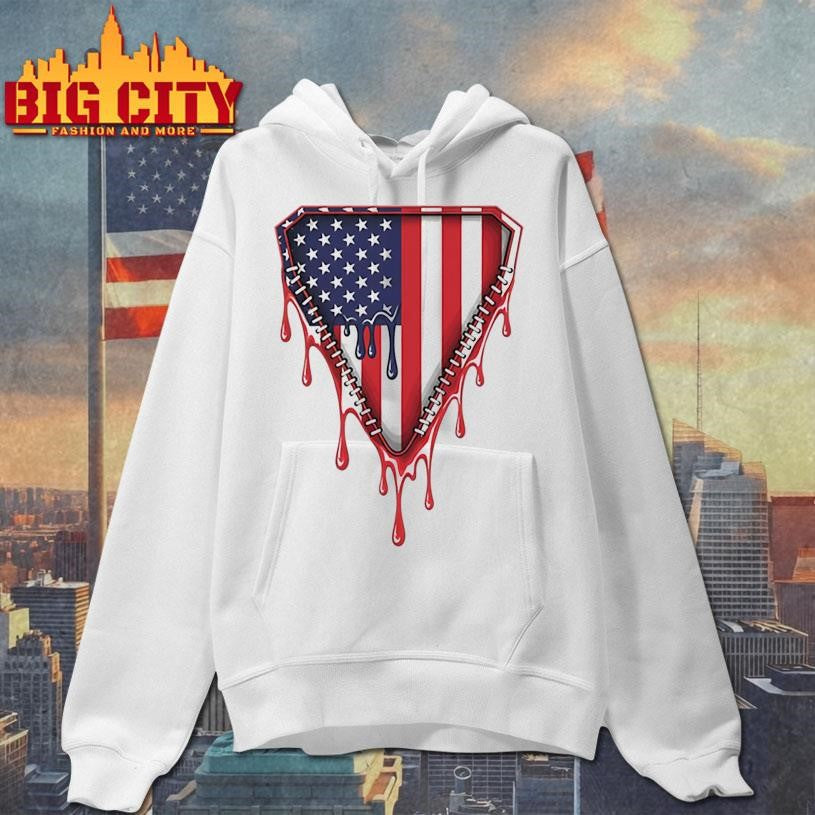 Baseball Drip Boy Ice Cream Patriotic American Flag 4th July Active Shirt