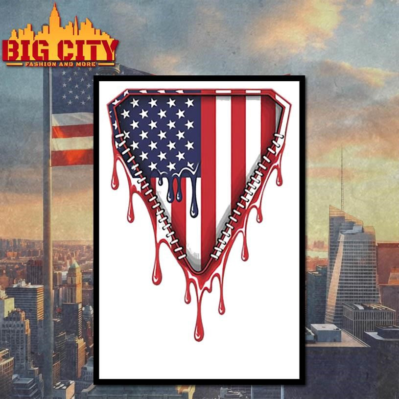 Baseball Drip Boy Ice Cream Patriotic American Flag 4th July Active Shirt