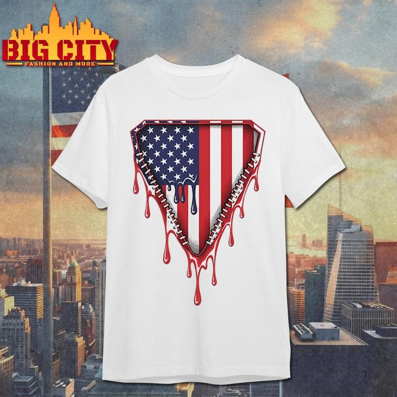 Baseball Drip Boy Ice Cream Patriotic American Flag 4th July Active Shirt