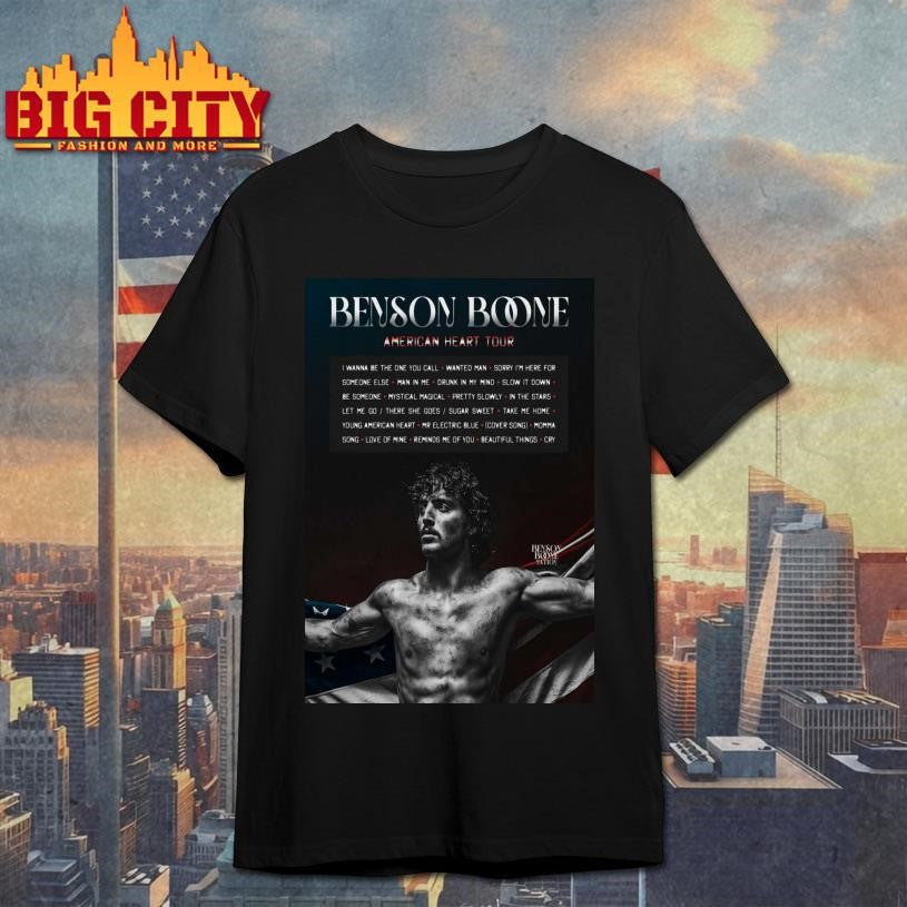 Benson Boone American Heart Tour 2025 Song Poster shirt
