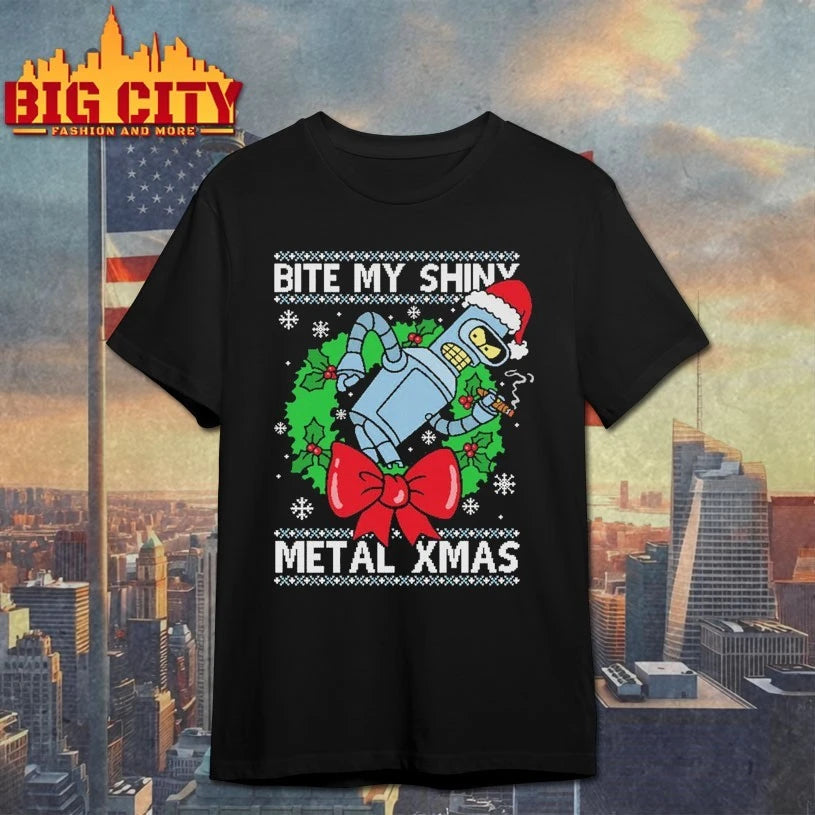 Bite my Shiny Metal Xmas ugly christmas shirt