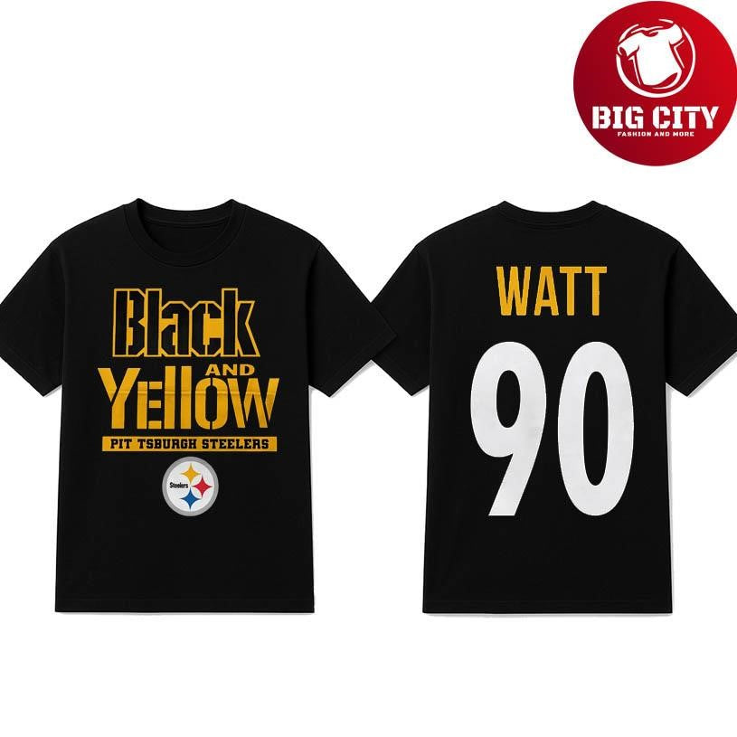 Black And Yellow T.J.W 90 Pittsburgh Football Two Sided Shirt
