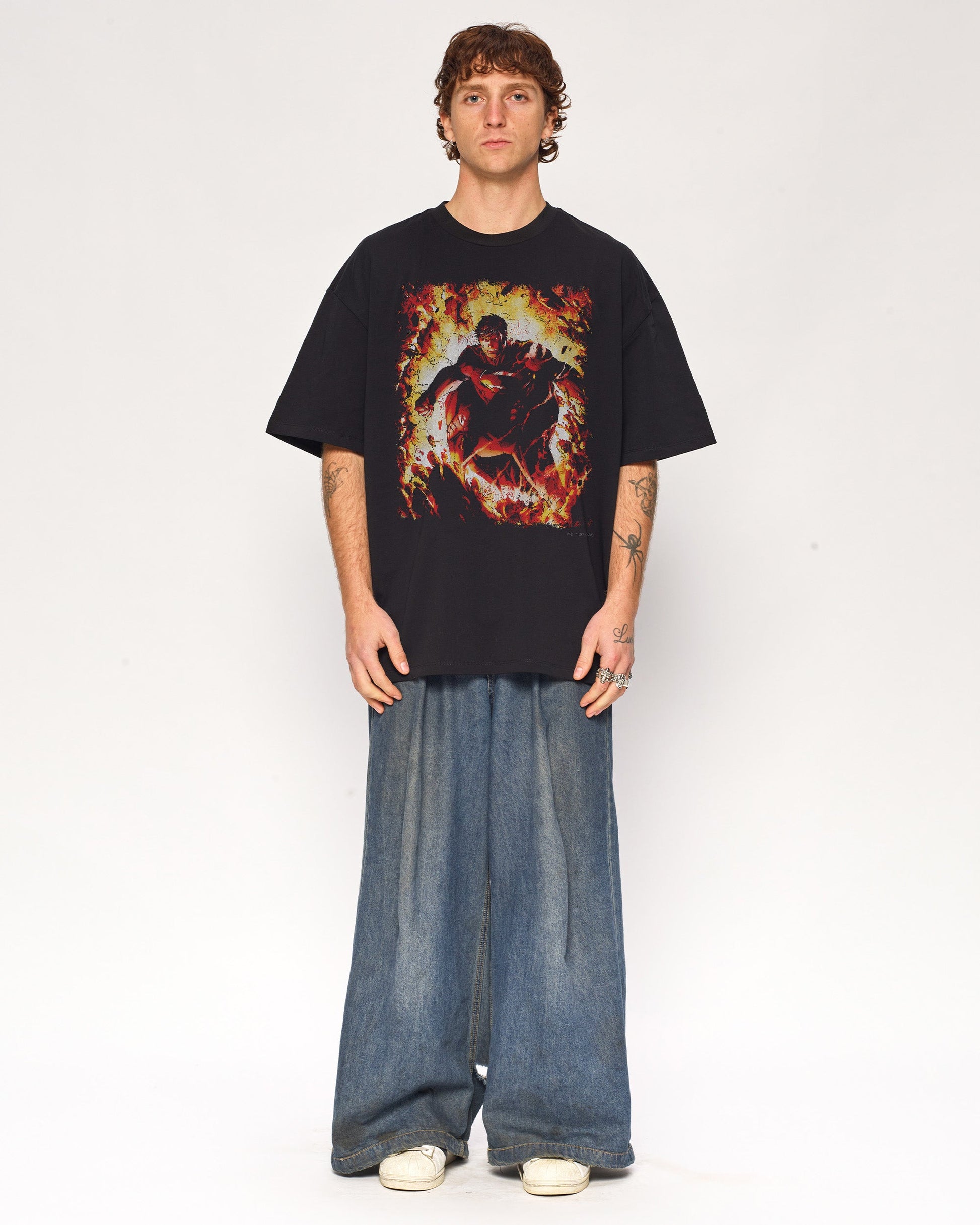 Superman Flaming Oversized Tee